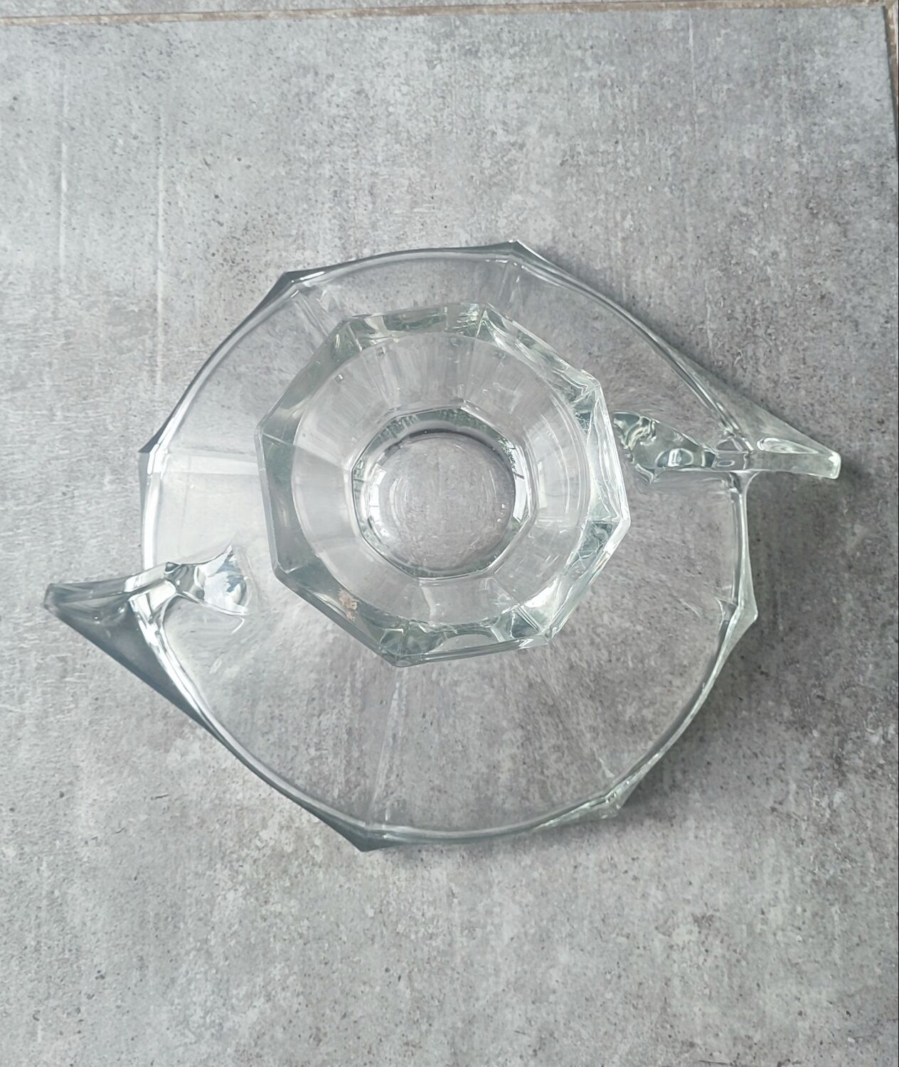 Thick engraved glass bowl, Slovakia Art Deco style