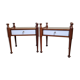 Pair of mahogany and veneer wood bedside tables, Gautier, 60s