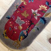 Antique Chinese carpet Art Deco handmade 64cm x 120cm 1920s, 1B876