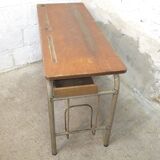 1960s double school desk in oak