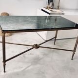 Green marble and brass coffee table