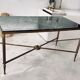 Green marble and brass coffee table