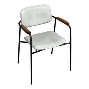 Fauteuil en métal, chêne - simili cuir