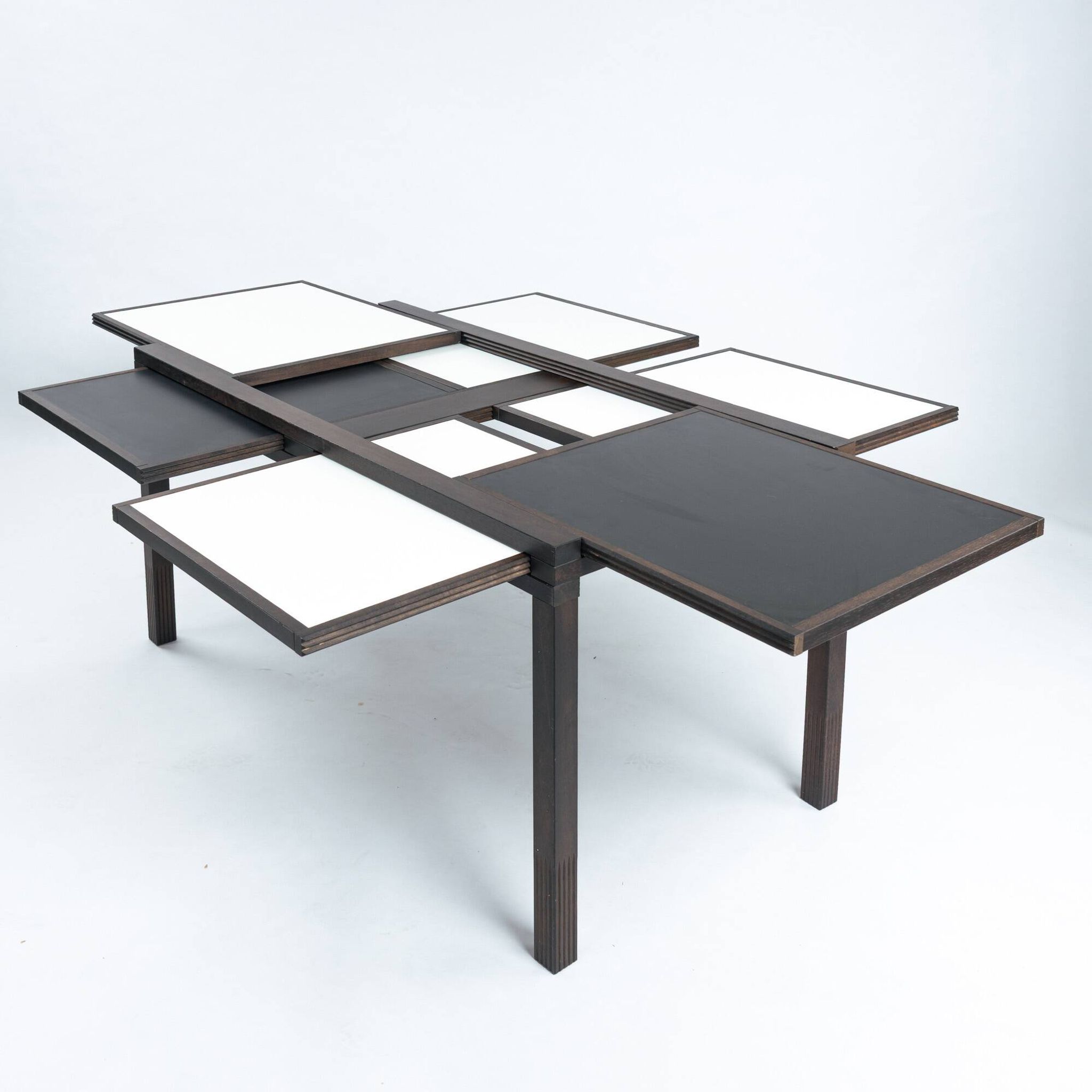 Bernard Vuarnesson desk or dining table with reversible and extendible tops, 80s