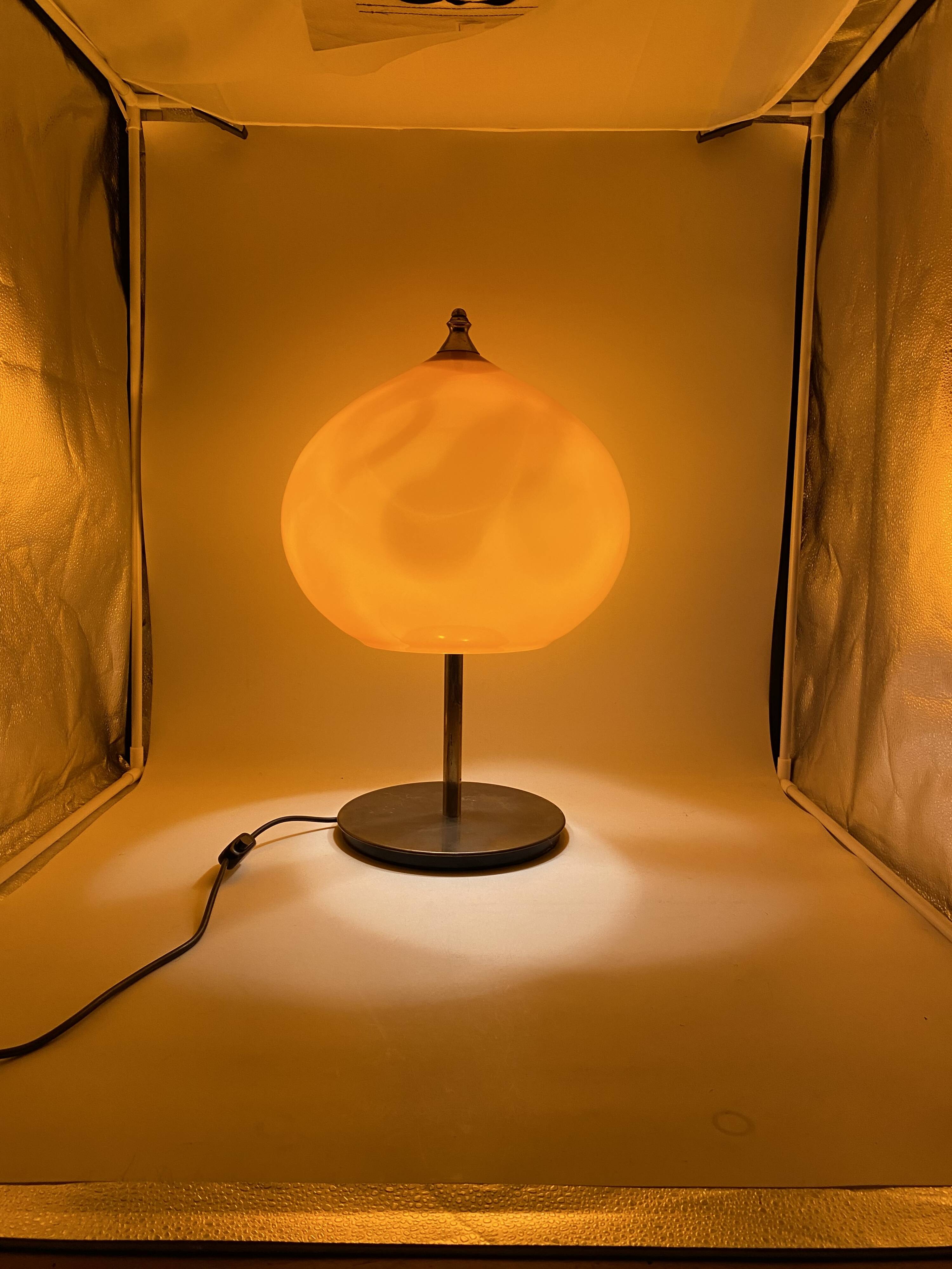 Mid-century modern orange glass Table lamp, Vistosi Italy, 1960s