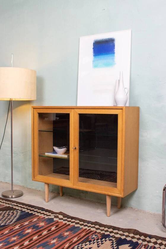 Vintage display cabinet, chest of drawers, sideboard, oak, Danish Mid Century