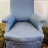 Paire de fauteuils crapauds Napoleon III tapisserie bleue - France 19eme siècle
