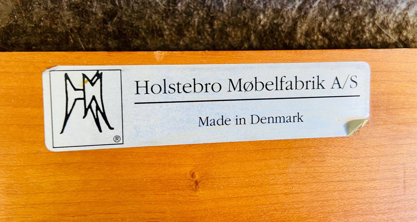 Fauteuil et tabouret vintage danois Holserbro Møbelfabrik en daim vert