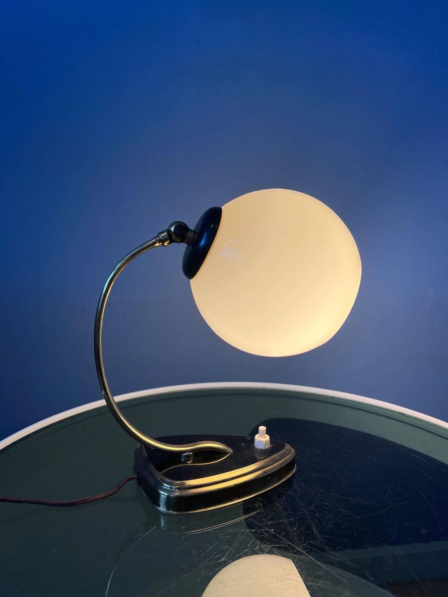 Mid-century art deco style opaline glass wall sconce or desk lamp