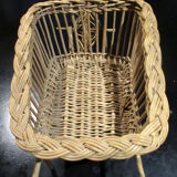 Fun wicker basket, late nineteenth, in the shape of a wheelbarrow.