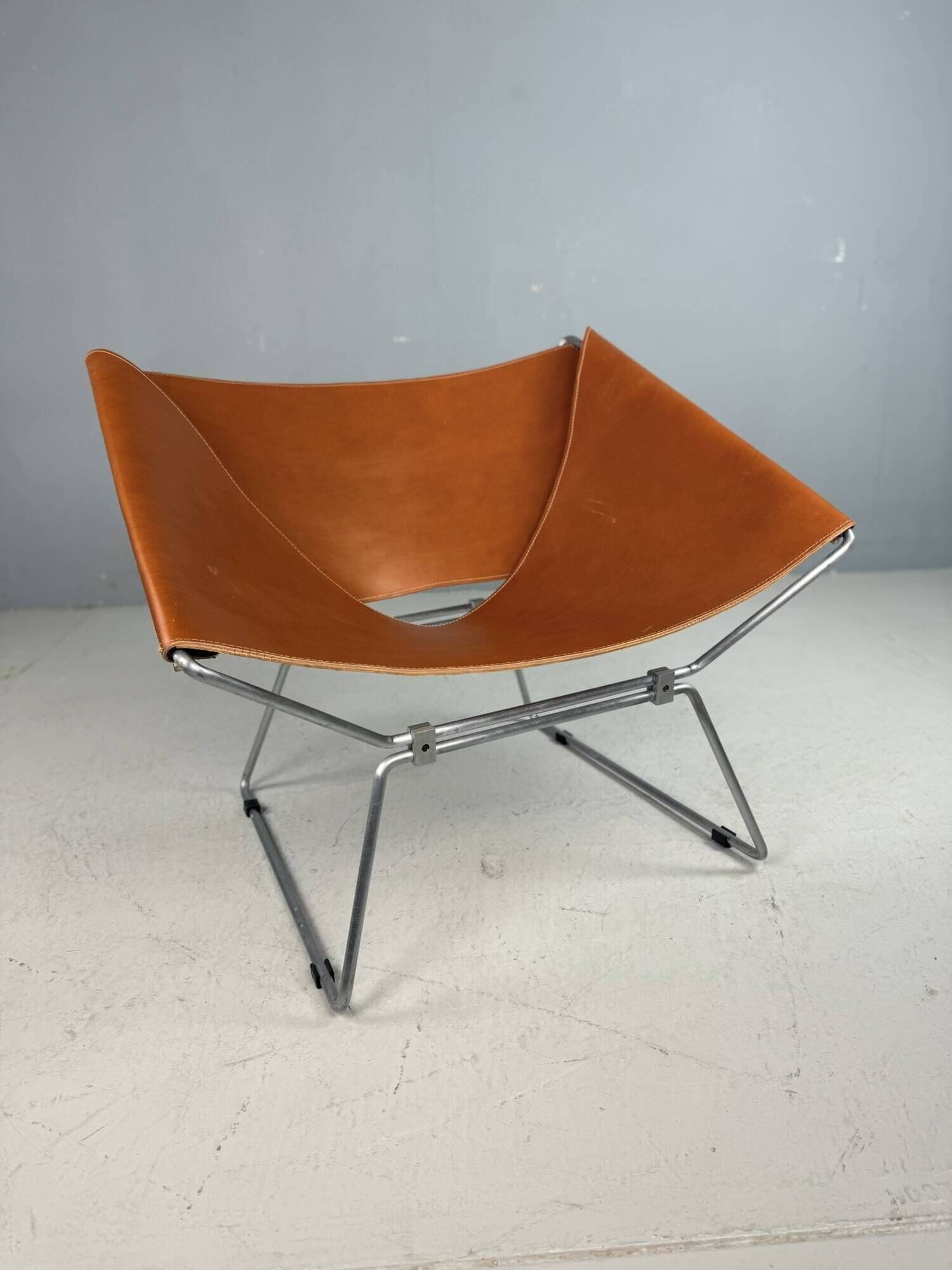 Pierre Paulin AP-14 cognac leather armchair for A. Polak, 1955