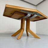 Antique octagonal solid wood extendable table, Girsberger design