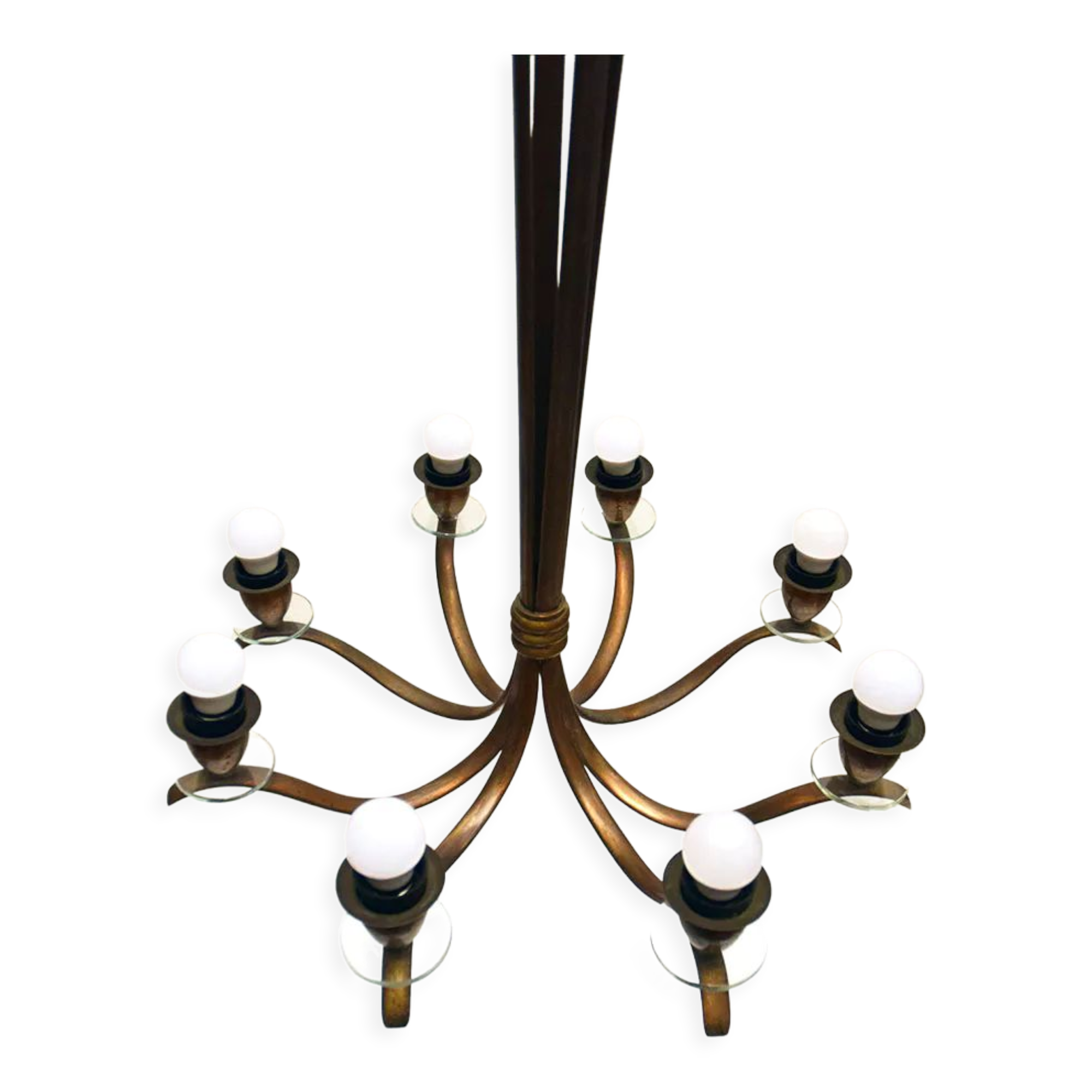 Lustre en laiton du milieu du siècle production italienne, années 1950