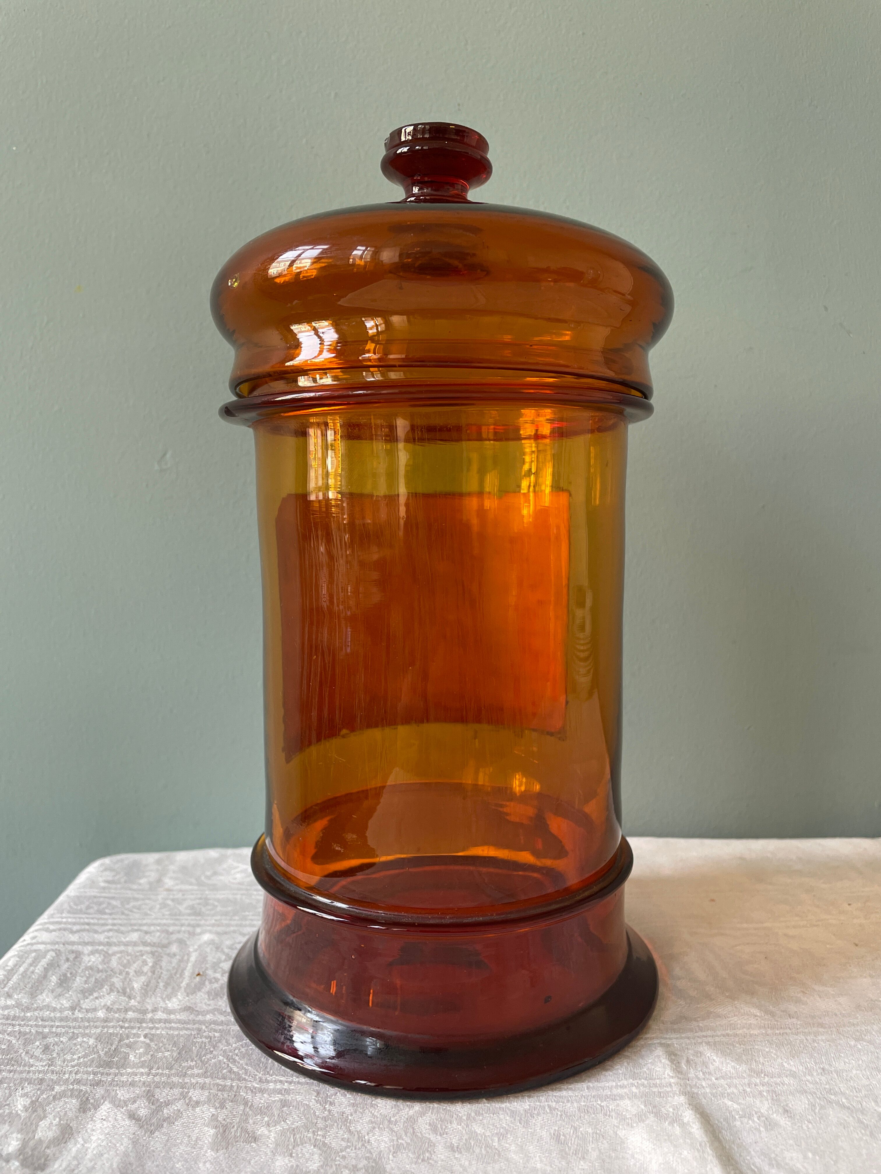 Amber brown glass medicine jar