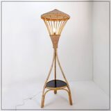 Lampadaire tripode en rotin, 1960