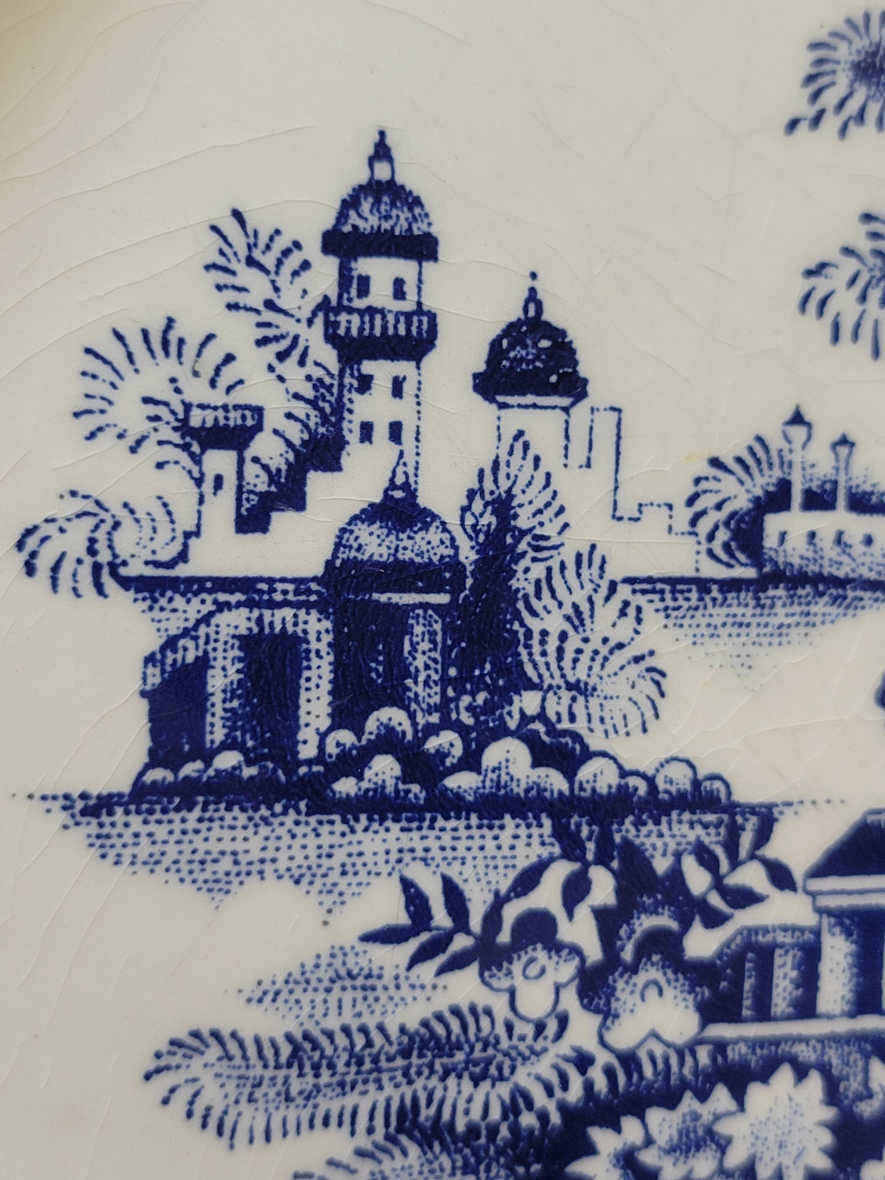 2 Antique Gilman Sacavem Statue Dinner Plates / Serving Dishes