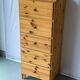 Commode chiffonnier vintage en bois massif pin avec 5 tiroirs