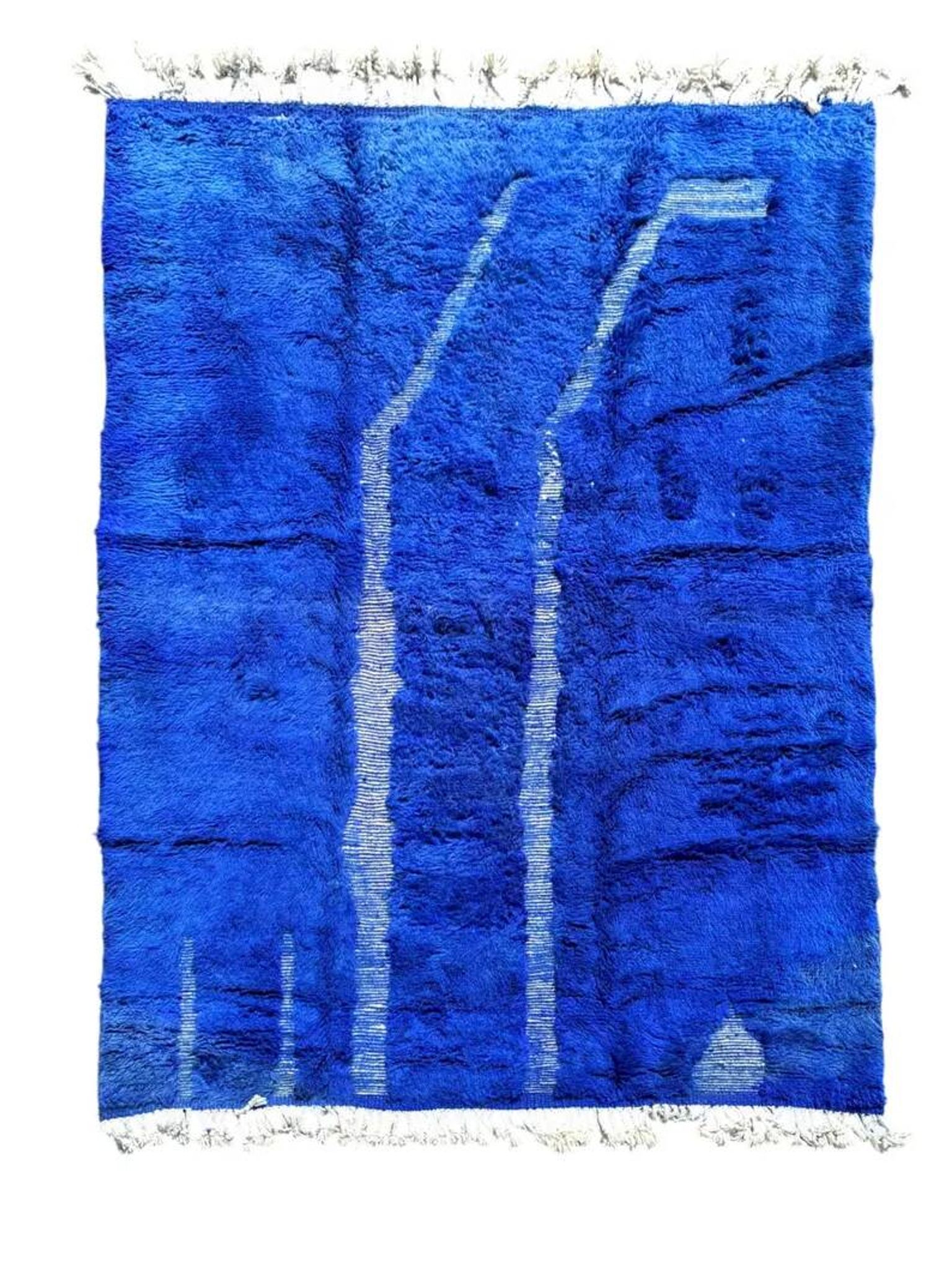 Handmade Moroccan rug blue 210x300 cm – | Geometric rug with checkerboard pattern | Boho vintage interior decoration