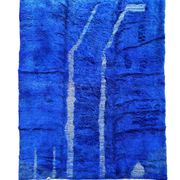 Handmade Moroccan rug blue 210x300 cm – | Geometric rug with checkerboard pattern | Boho vintage interior decoration