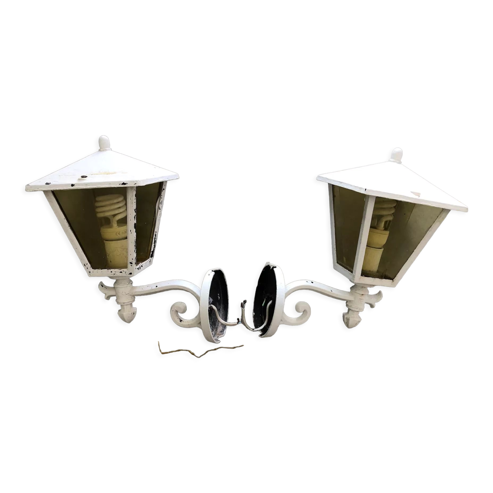 Pair of old wall lamps for outdoor use