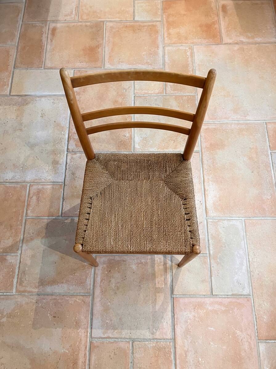 Set of 6 vintage Scandinavian chairs in paper cord – 1960s