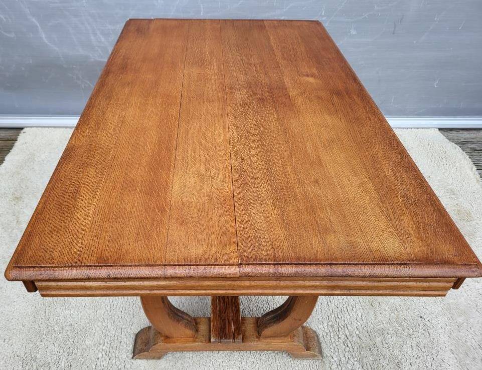 Table bureau extensible Art Déco 1930 piétement en accolades
