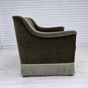 1970s, Danish 3-seater sofa, green furniture velour, beech wood.