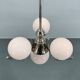 Art Deco Chrome and Pink Glass Chandelier, 1930's