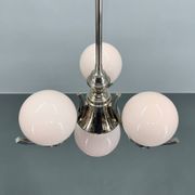 Lustre Art Déco en chrome et verre rose, années 1930