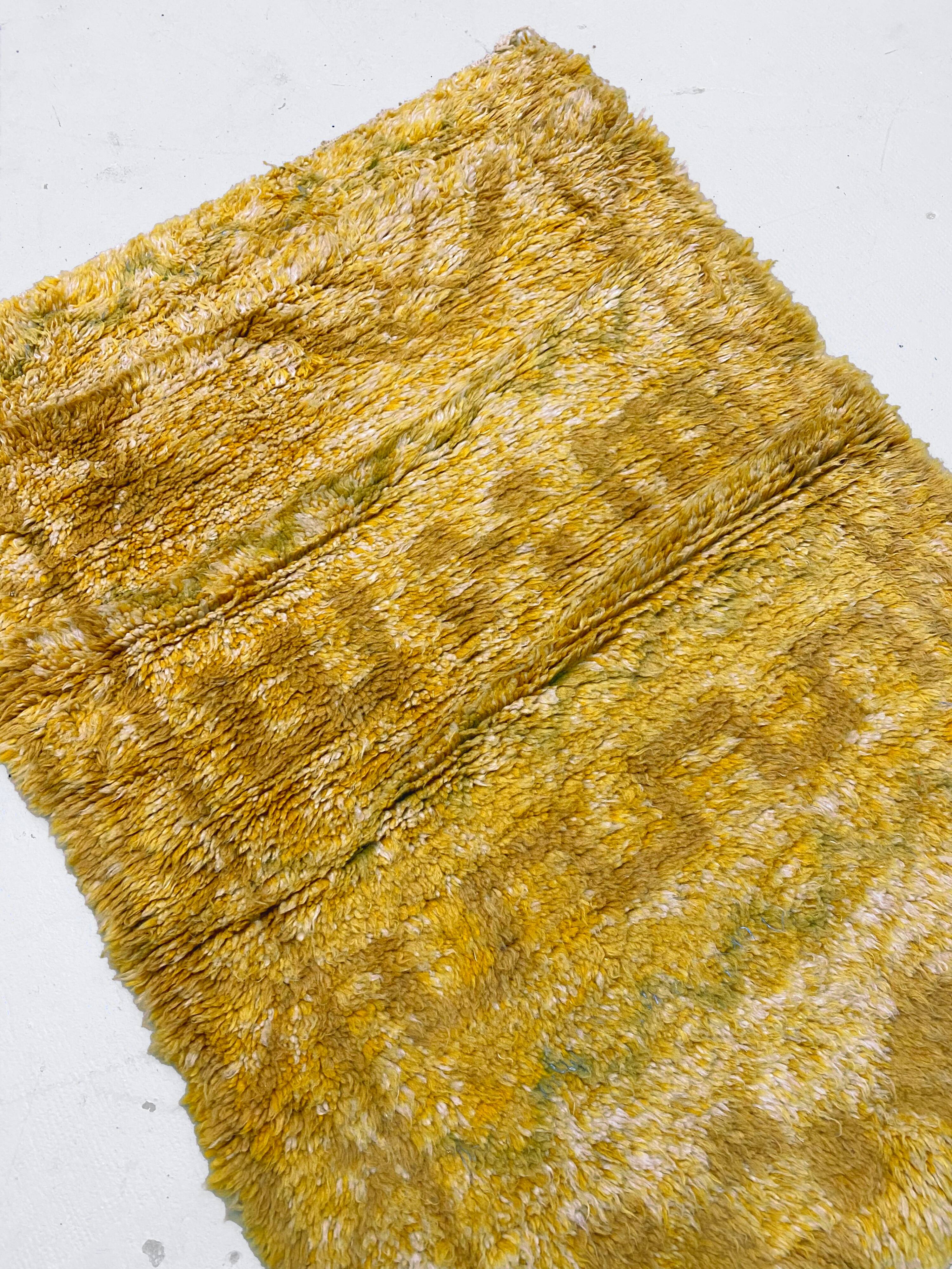 Ochre Berber Beni Ouarain rug with ethnic patterns, 1.45x1.07m