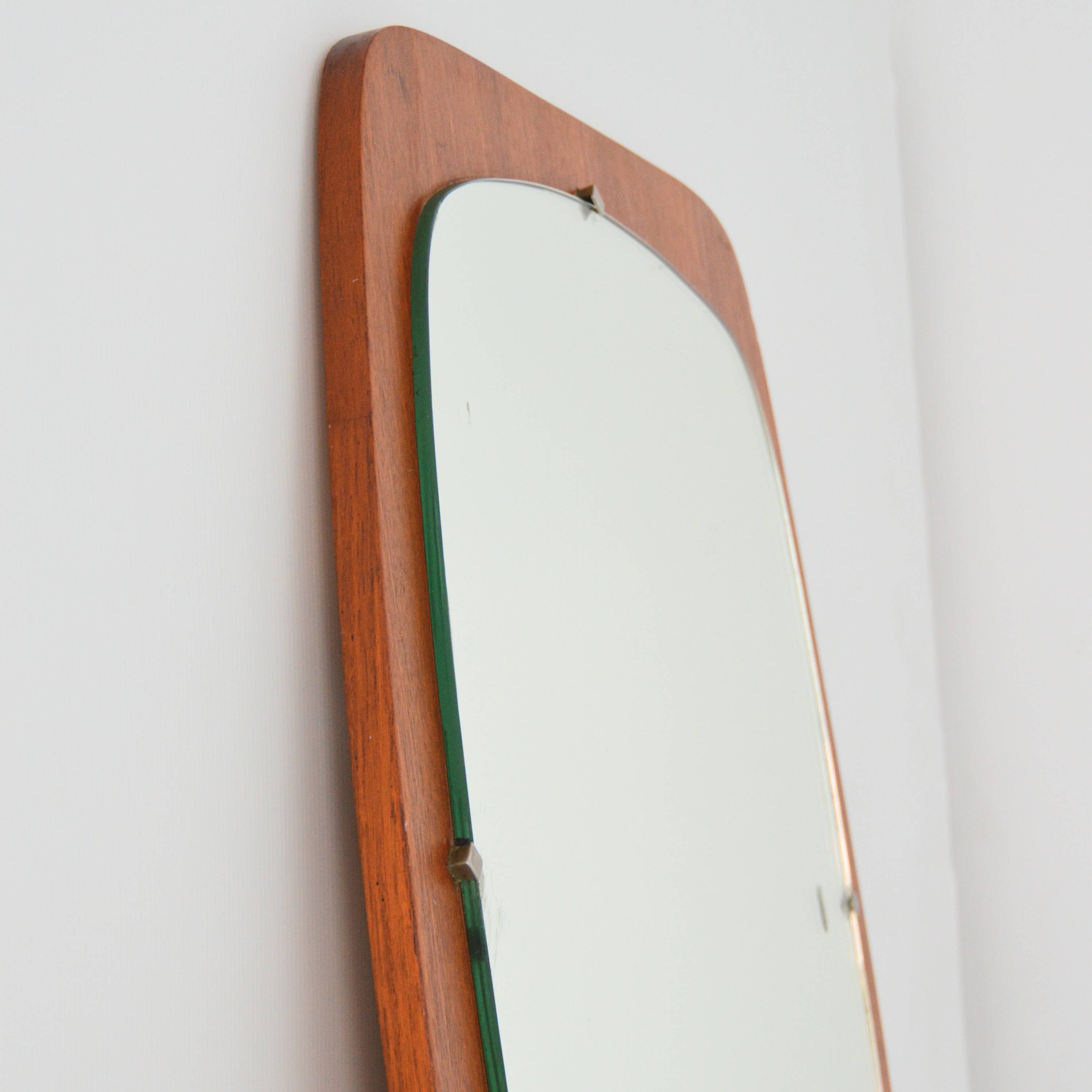 Large Scandinavian teak free-form mirror 1960