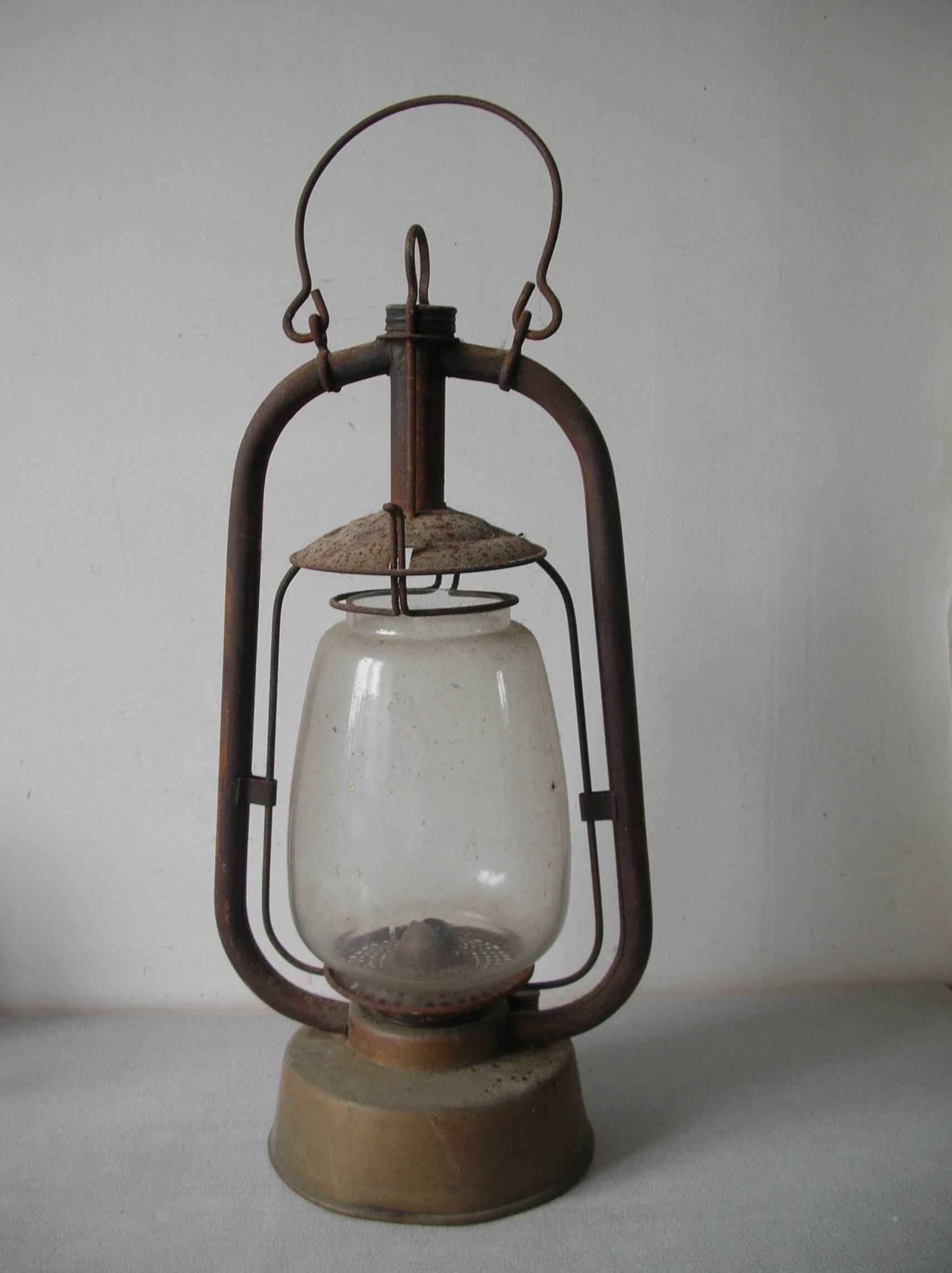 Old storm lamp lantern l'Indispensable Paris brass glass workshop decoration