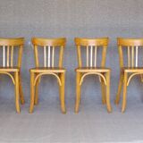 4 Baumann 1950 bistro chairs in “golden oak” color