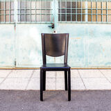 Black leather chairs by Enrico Pellizzoni, 1970s,