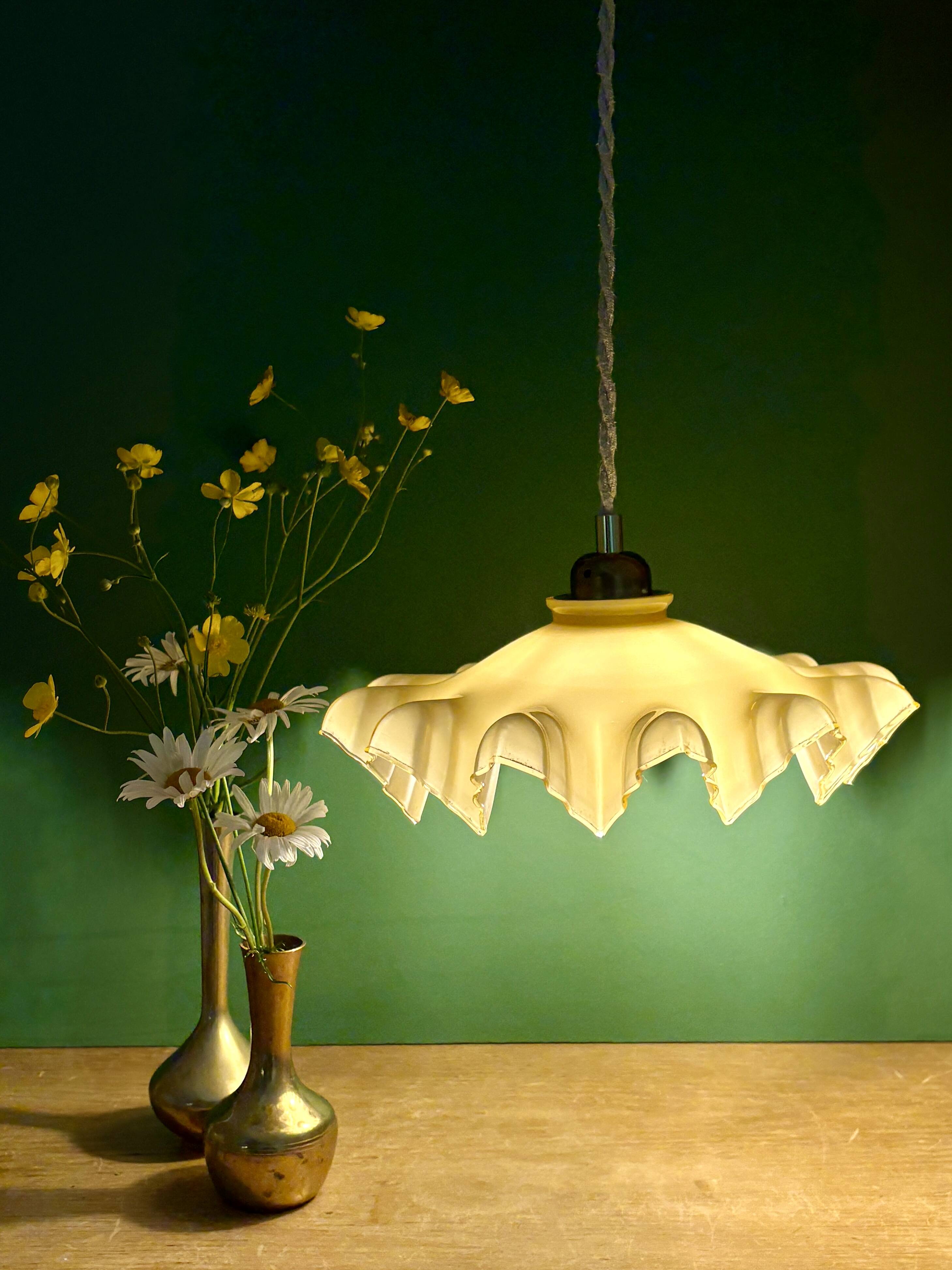 Vintage yellow opaline pendant light