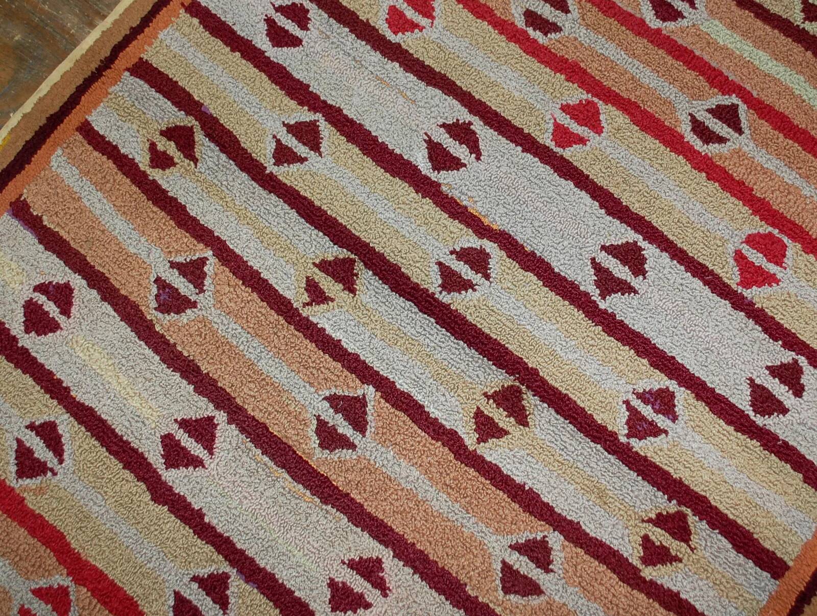 Tapis crocheté antique américain fait main, années 1890