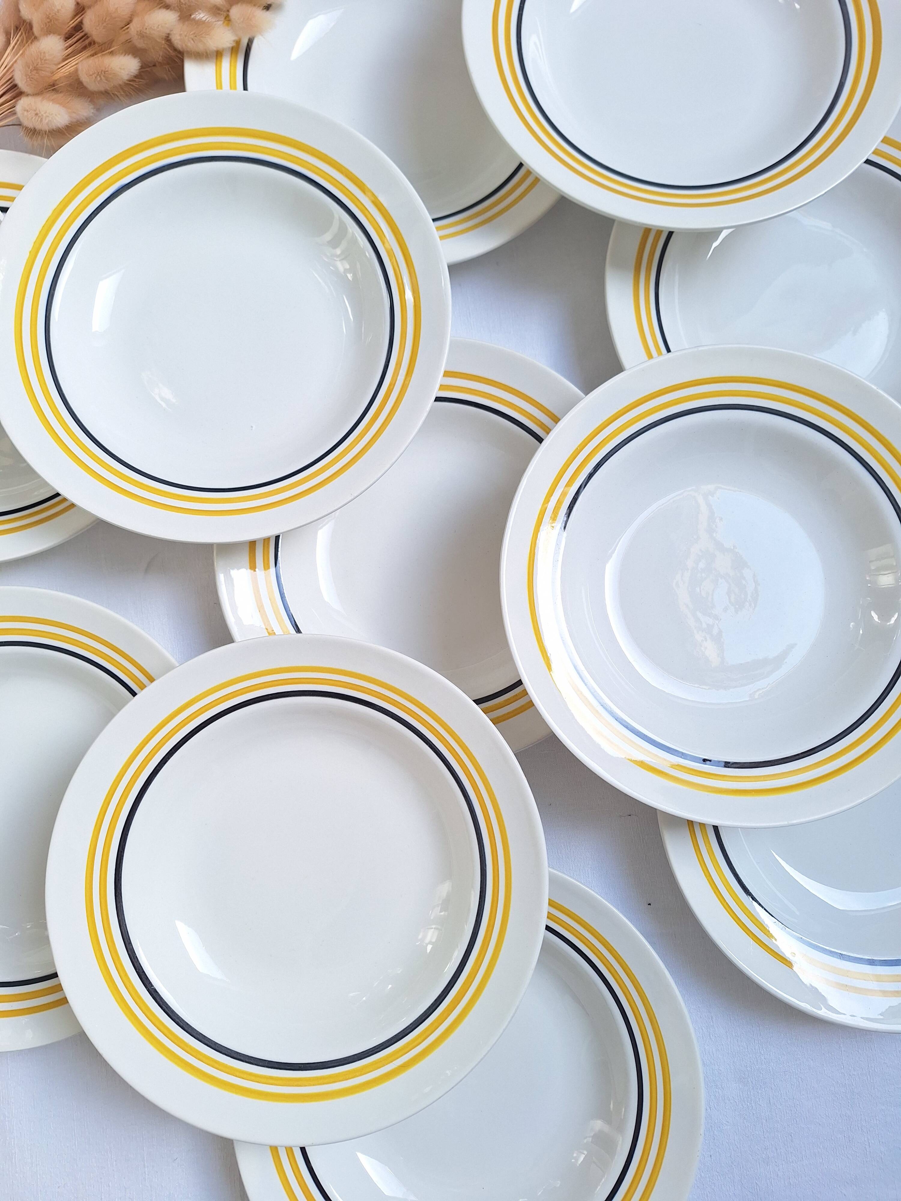 Assiettes creuses Moulin des Loups jaune moutarde