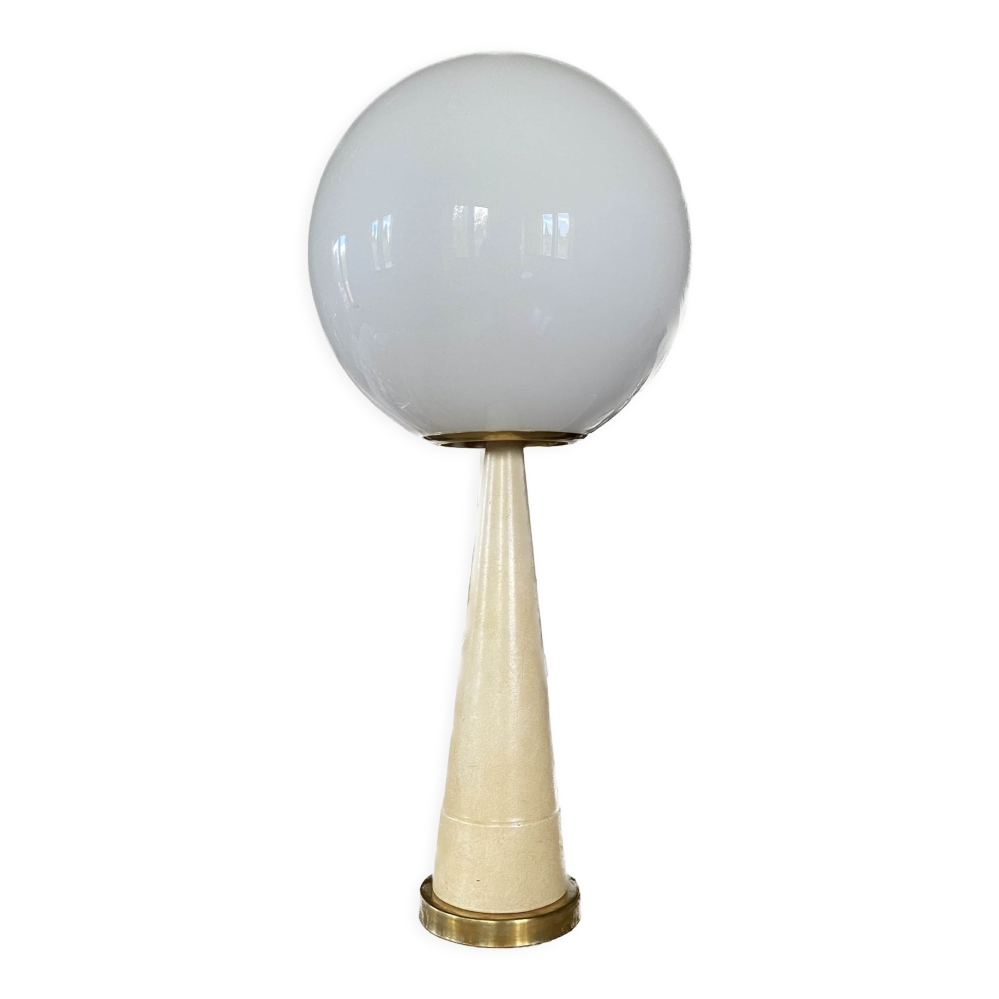 Conic parchment and brass table lamp, France 1960