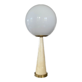 Conic parchment and brass table lamp, France 1960