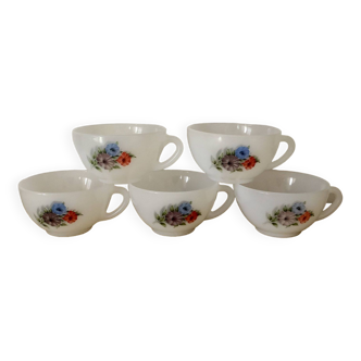 Vintage set of 5 Arcopal Petunias cups