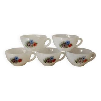 Vintage lot de 5 tasses Arcopal Pétunias