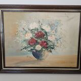 Oil painting on canvas, Bouquets of roses and tulips, signed Hire