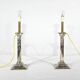 Pair of Electrified Torches in Silver Metal – Mid-19th Century
