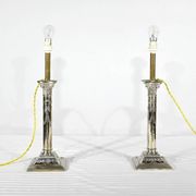 Paire de Flambeaux Électrifiés en Métal Argenté – Milieu XIXe