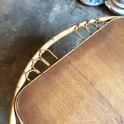 Wood and rattan coffee table, 1960s ⌀ 85 cm