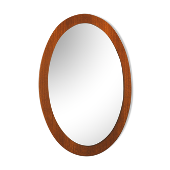 Miroir scandinave ovale en teck 57 x 37 cm