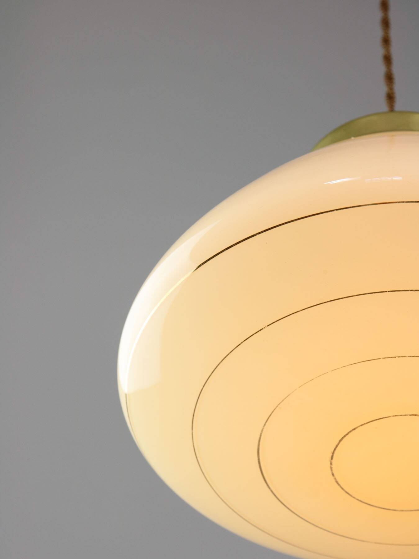 Mid-Century Modern Italian Yellow Glass and Brass Pendant Lamp, 1960s