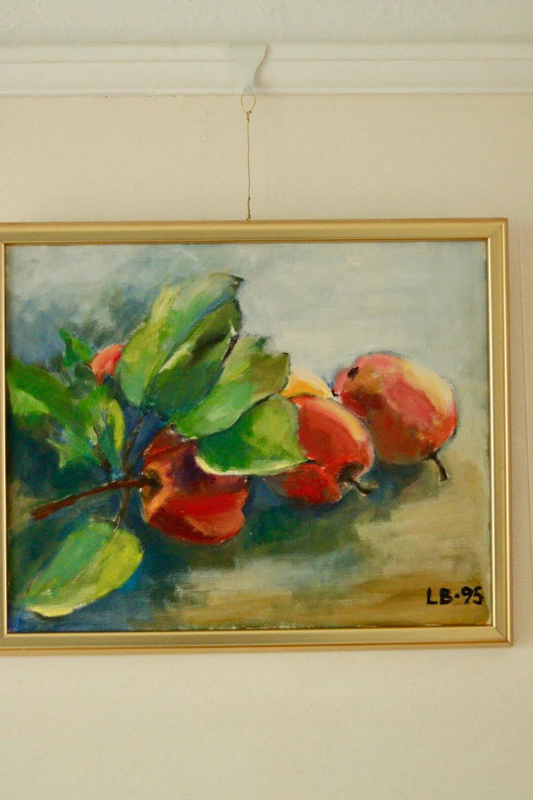 Mid-20th century original still life oil on canvas – apples
