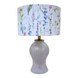 Table lamp, frosted glass base and floral shade