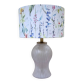 Table lamp, frosted glass base and floral shade